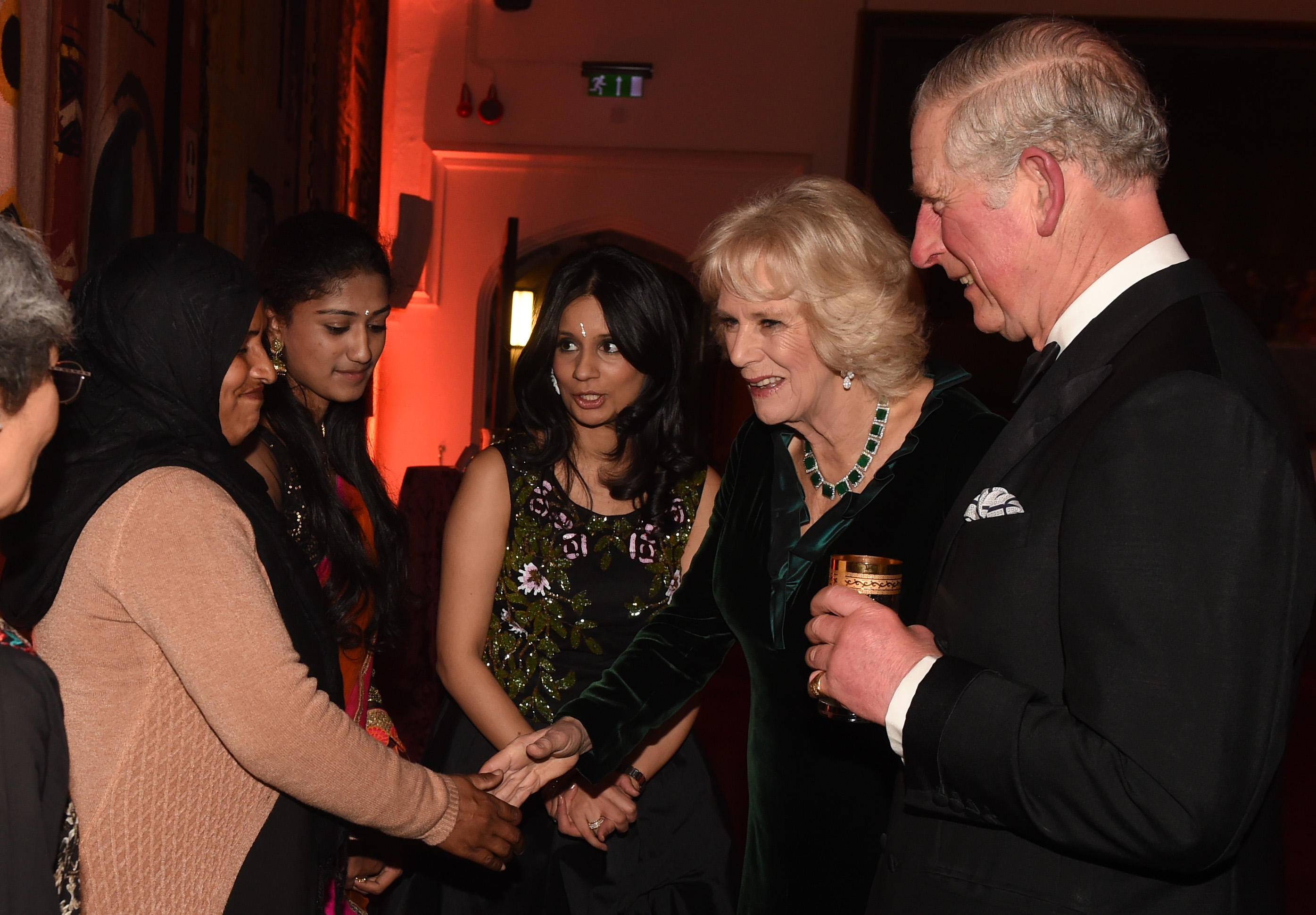 HRH The Prince of Wales networking with ambassadors at dinner event 