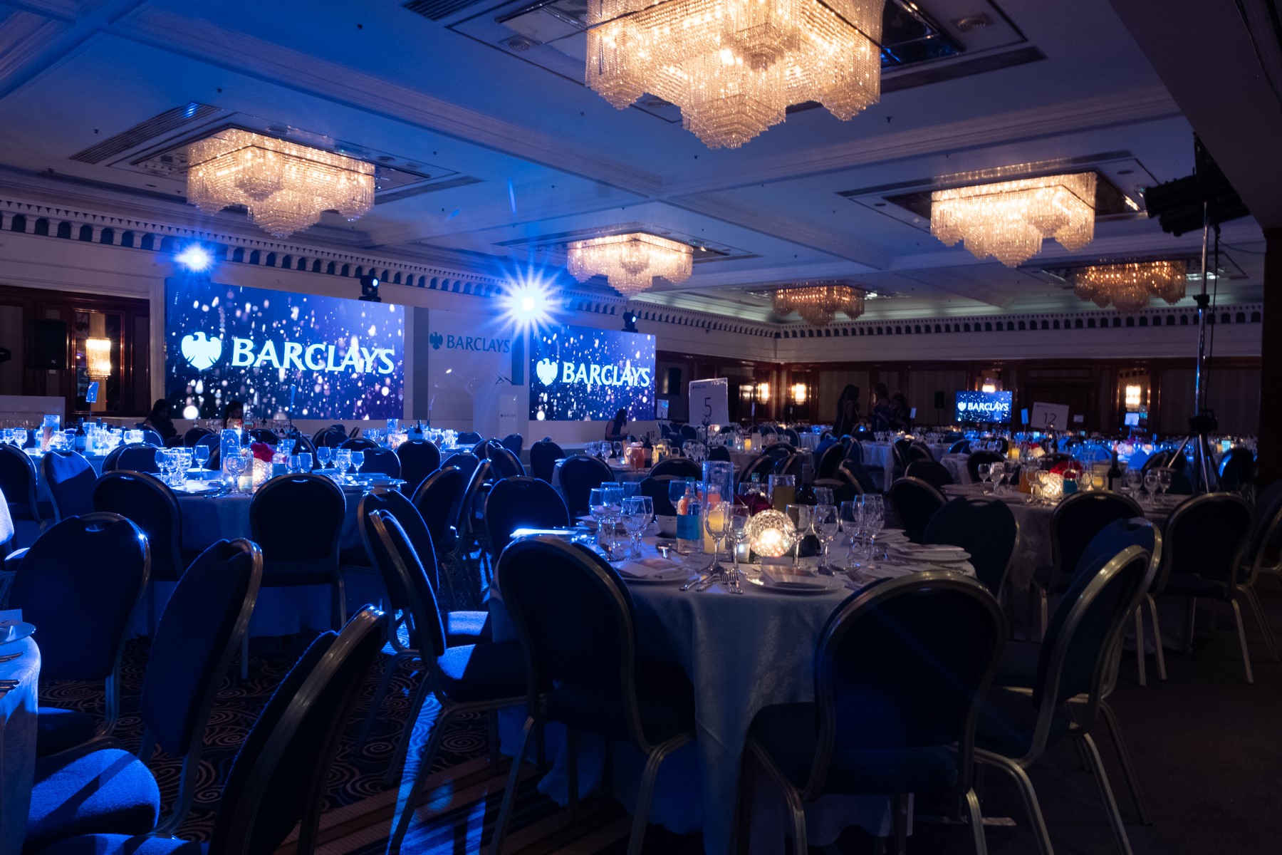 corporate event table setting shot 